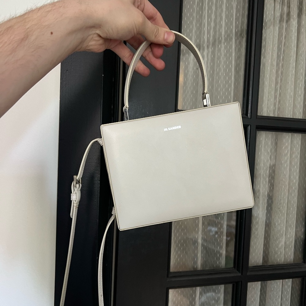 Jil Sander White Leather Crossbody Handbag